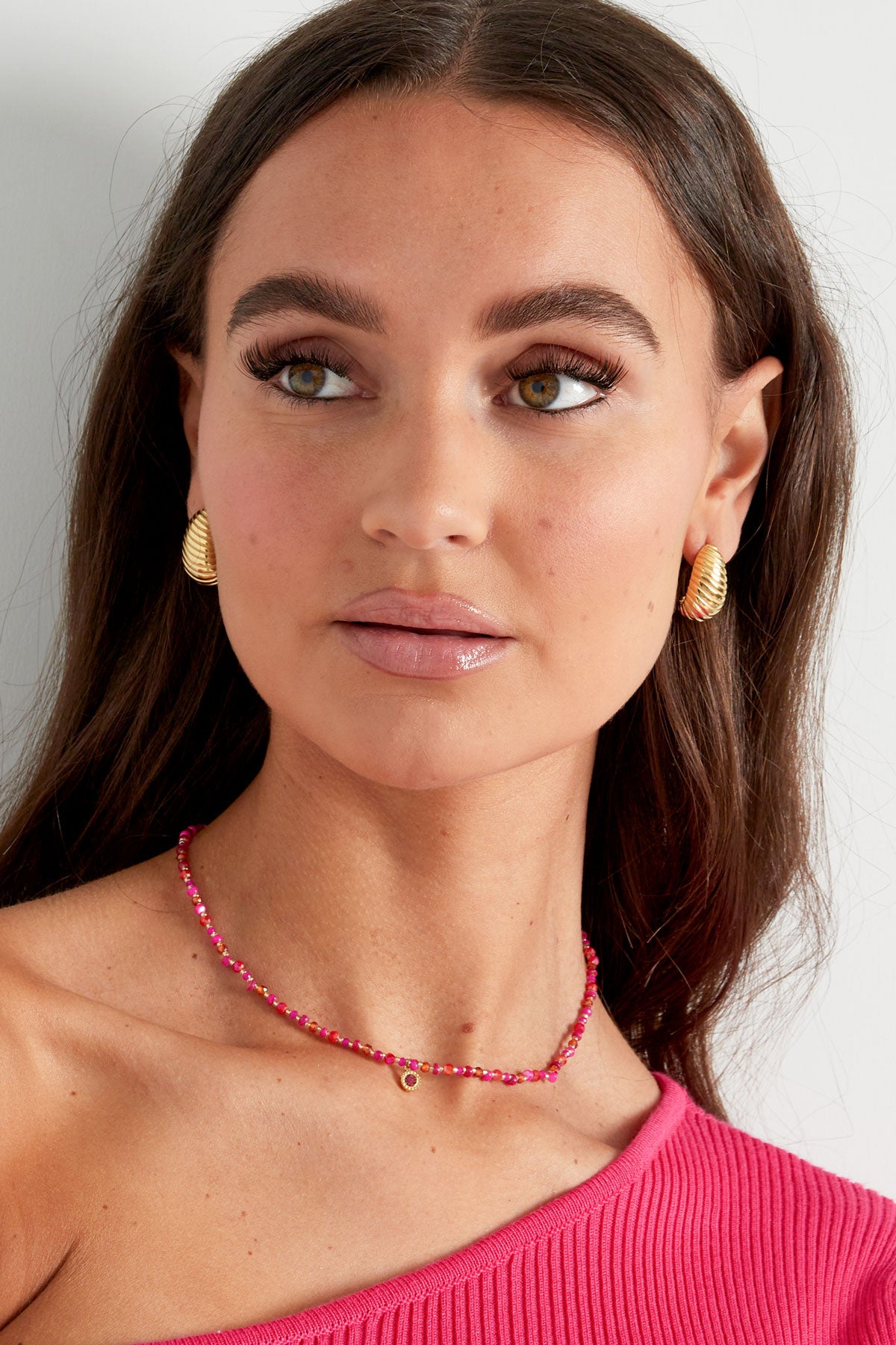 Perlenkette mit Anhänger - Rosa/Orange - Dutch Atelier
