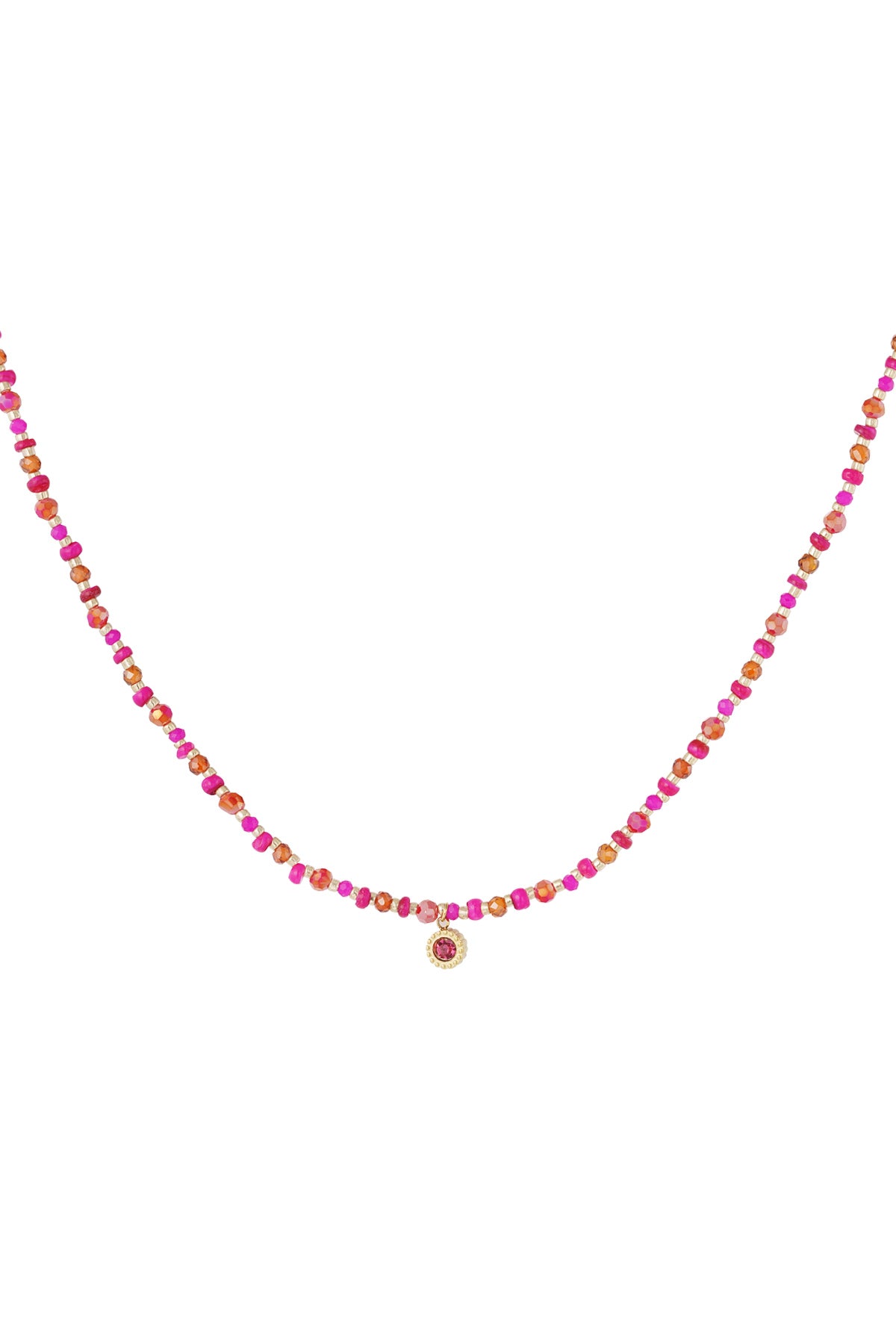 Perlenkette mit Anhänger - Rosa/Orange - Dutch Atelier