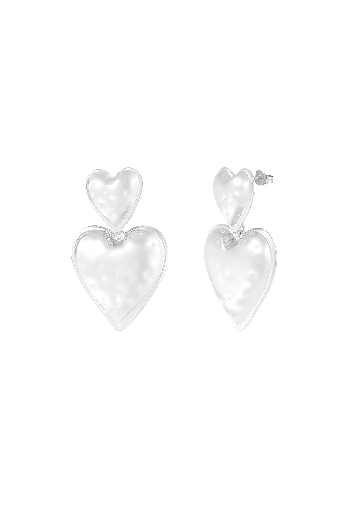 Herz Duo Ohrringe "Ellemijn" - Silber - Dutch Atelier