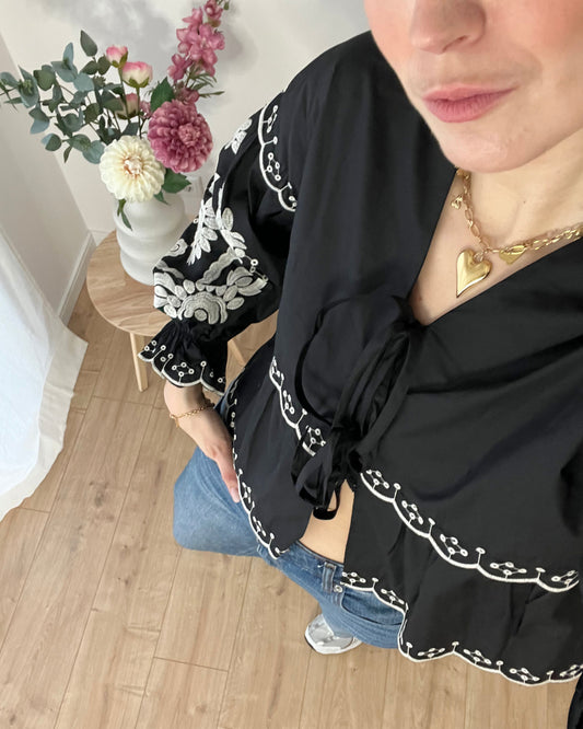 Bluse Charlotte - Schwarz - Dutch Atelier