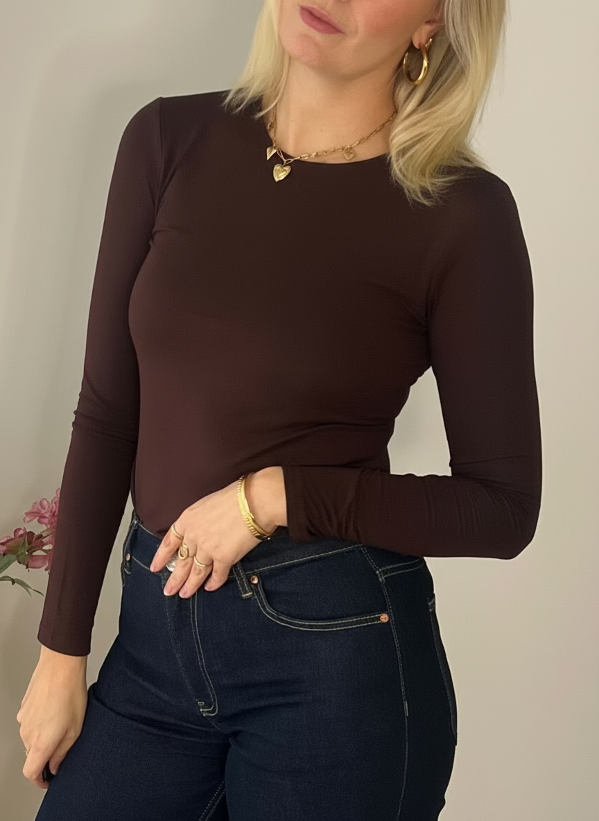 Basic Oberteil Claire in Dunkelbraun