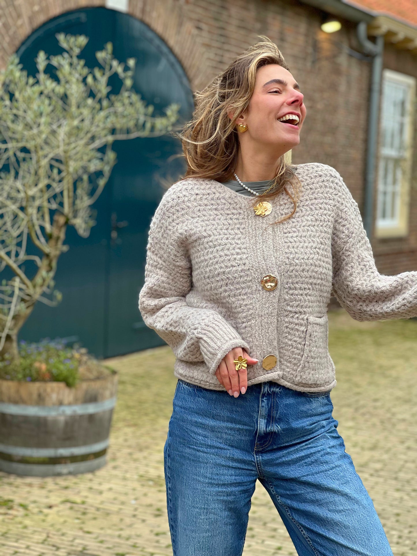 Cardigan Evi - Hell Taupe - Dutch Atelier