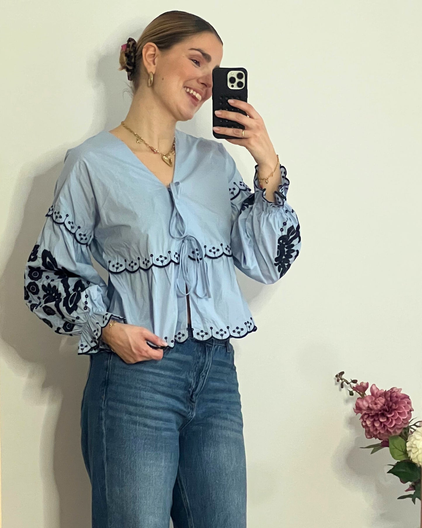 Bluse Charlotte - Blau - Dutch Atelier