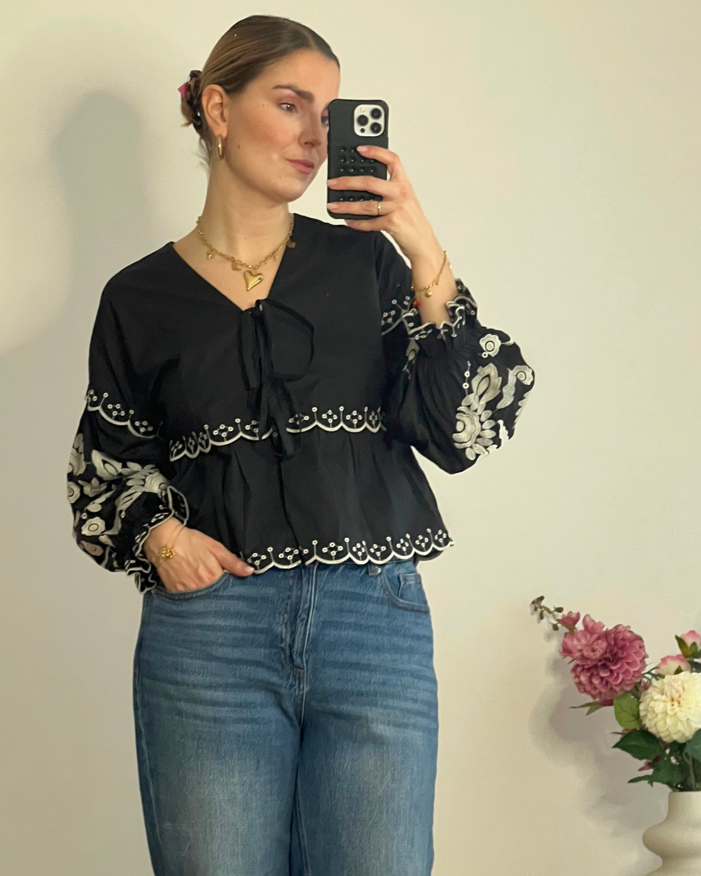 Bluse Charlotte - Schwarz - Dutch Atelier
