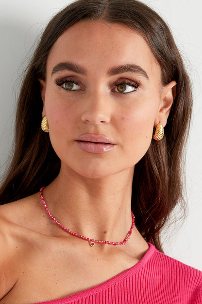 Perlenkette mit Anhänger - Rosa/Orange - Dutch Atelier