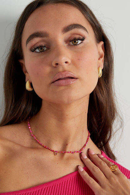 Perlenkette mit Anhänger - Rosa/Orange - Dutch Atelier