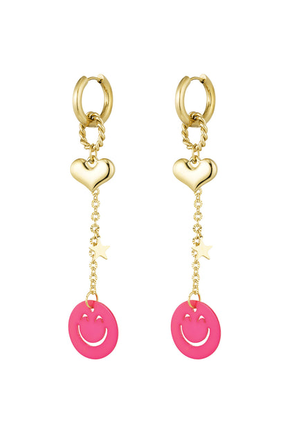 Ohrringe Smiley Bunt - Pink - Dutch Atelier