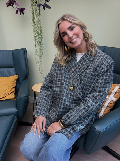 Jasmijn Blazer Blau kariert im lässigen Oversized Fit