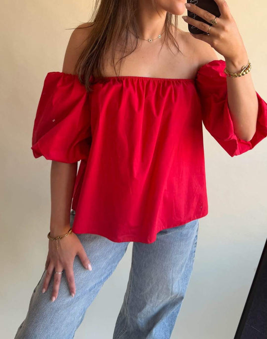 Dutch Atelier Elina: Feminines rotes Damen Top schulterfrei