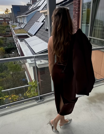 Tess Maxikleid aus Samt in Schokobraun