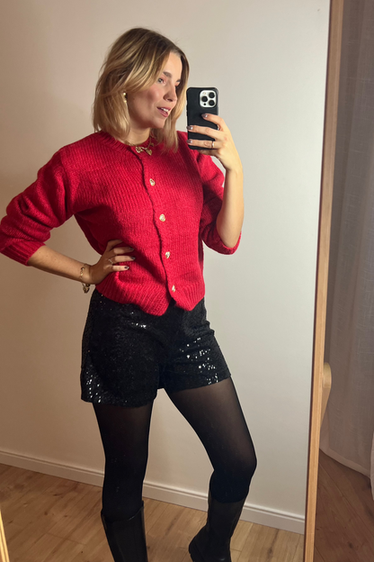 Strick Cardigan "Noor" - Cherry - Dutch Atelier