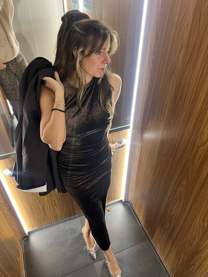 Tess Maxikleid aus Samt in Schokobraun